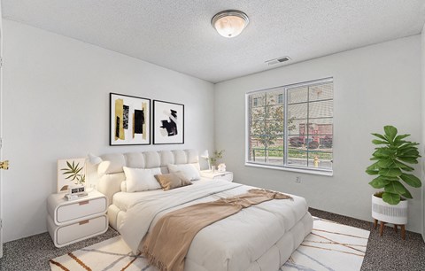 Bedroom at Pine Tree Apartments, Omaha, NE 